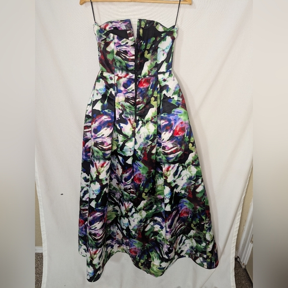 PARKER 'Tamara' Floral Sateen Strapless Notch Bodice Ball Gown Size 2 - Picture 2 of 11